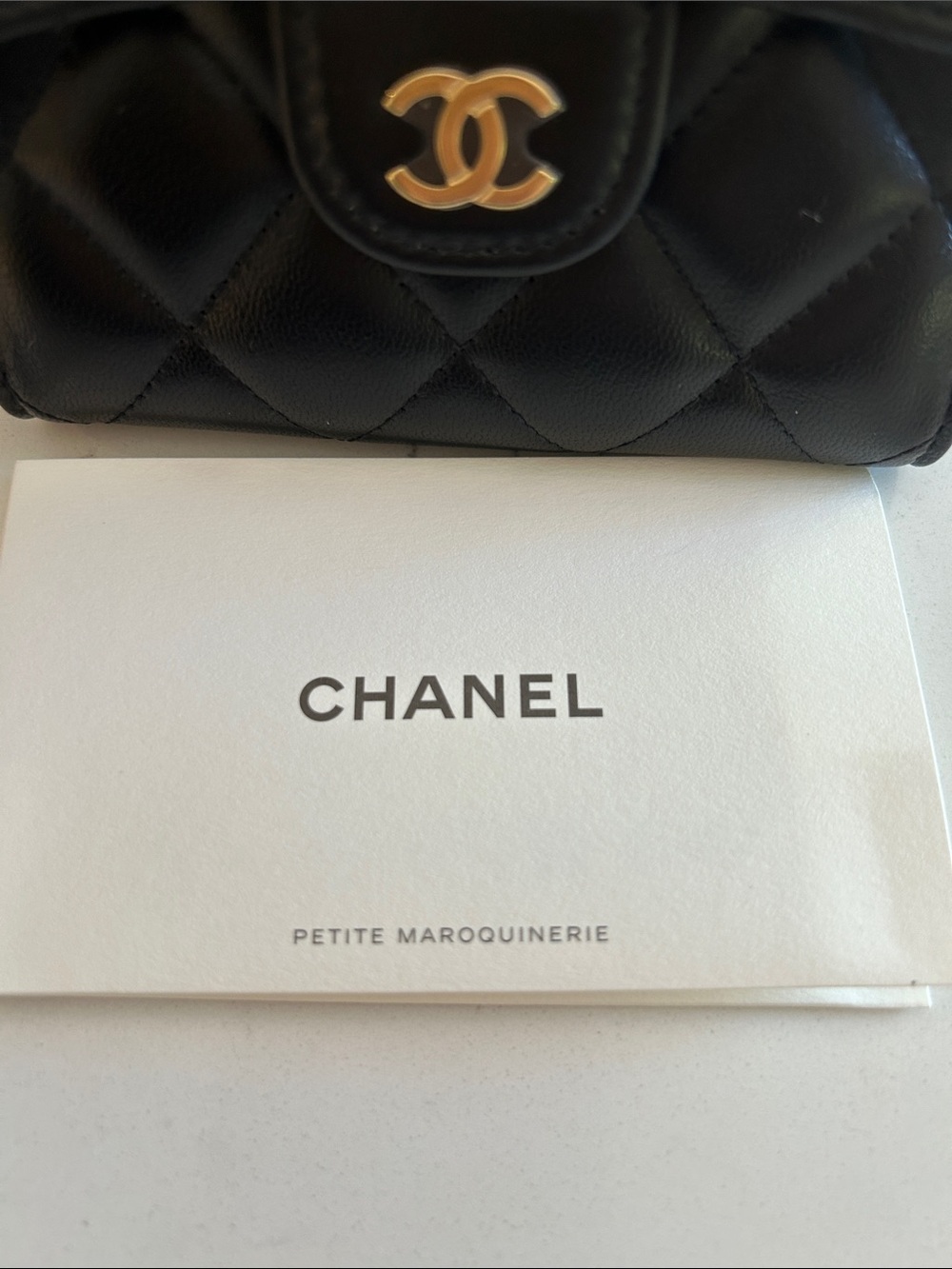 CHANEL Petite Maroquinerie Black Quilted Leather Mini Wallet with Gold CC NWOT! - Picture 4 of 16